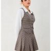 Women's 2 Piece Outfit Plaid Vest Blazer and Pleated Skirt Suit Sets