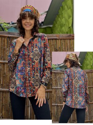 Button Down Shirts for Women Dressy Floral Printed Long Sleeve Blouse Business Casual Work Tops