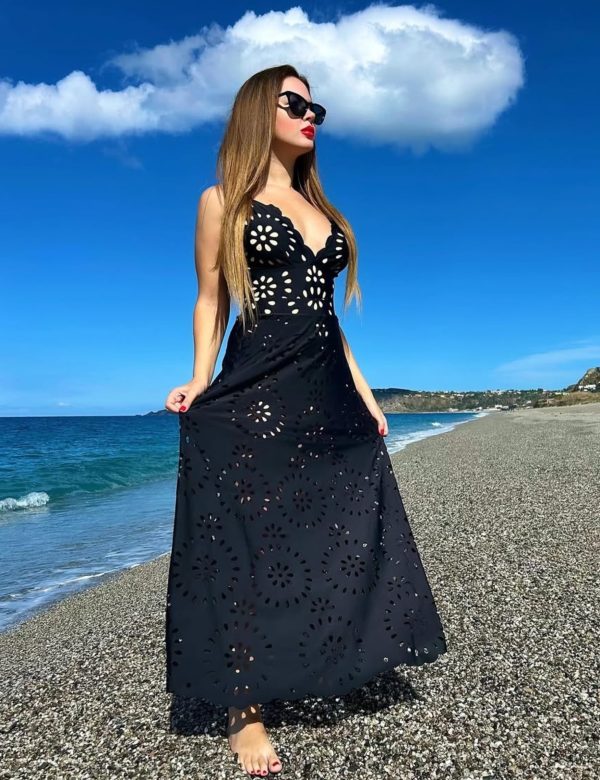 817vWc-Tj7L.jpg Women's One Piece Bathing Suit Petal Hollow V Neck Swimsuit and Skirt