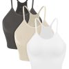 Women's Crop 3-Pack Seamless Rib-Knit Camisole Crop Tank Tops