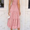 Women's Floral Midi Dress 2025 Summer Cap Sleeve Smocked Ruffle A Line Long Flowy Wedding Guest Dresses