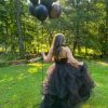 Wedding Planning Women's Long Maxi Tulle Special Occasion Bustle Night Out Black Skirt