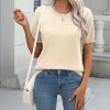 Womens Summer Short Sleeve Tops Crew Neck Lightweight Pullover Sweaters Loose Dressy Casual Blouse Basic Clothes