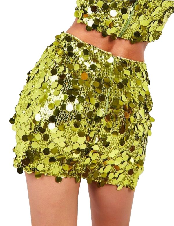 Women's Sequin Skirts Shiny Sequined Holiday Mini Bodycon Skirts for Holiday Parties Outfit,S-2XL