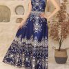 Women's One Piece Royal Blue Baroque Print Bathhing Suits Swimsuit and Skirt