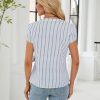 Women's Dressy Casual Tops Business Work Blouses White Button Down Shirts Cap Sleeve V Neck Tshirt