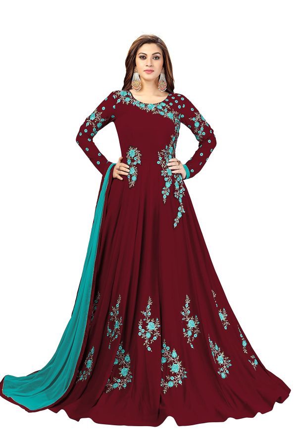 81RAP9HlYfS.jpg Women's Georgette Embroidery Anarkali Suit Set Stitched