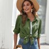 Womens Button Down Shirts Long Sleeve Cotton Gauze Tops Casual Collared Blouses Loose Fit