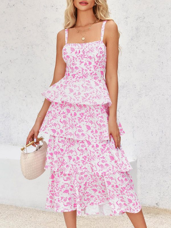 81WwxLQ-VVL.jpg Womens Summer Floral Maxi Dresses Sleeveless Spaghetti Strap Tie Back Ruffle Tiered Flowy Dresses
