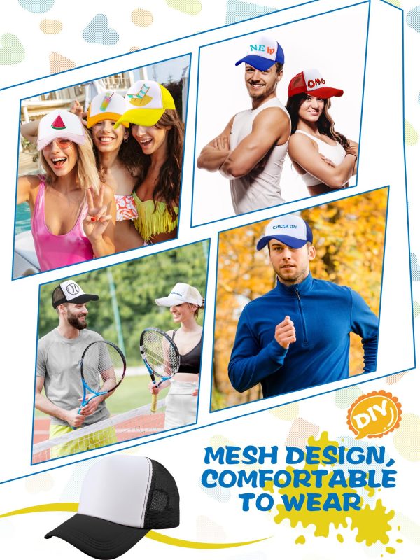 40 Pack Adult DIY Sublimation Trucker Caps Adjustable Mesh Baseball Cap Blank Trucker Hats Bulk for Summer Outdoor