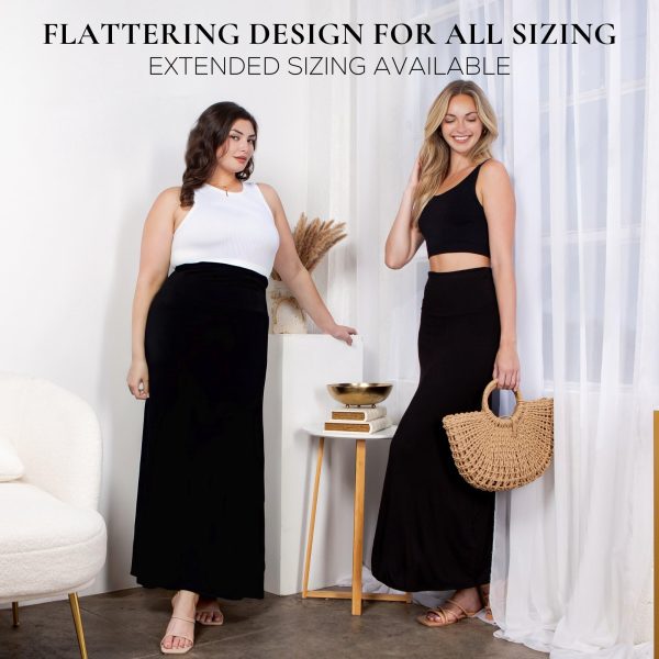 81ZZkSNuV2L.jpg High Waisted Maxi Skirts for Women - Standard & Plus Size Ankle Length Skirt - Formal & Casual Long Skirt for Women