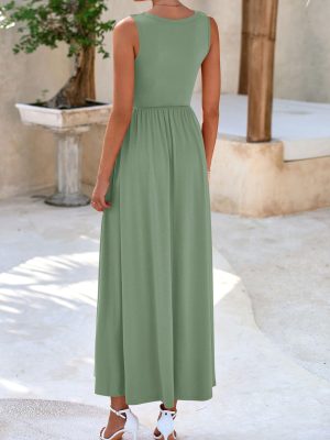 Women's Summer Bodycon Maxi Dress 2025 Sleeveless Ruffle Mermaid Cocktail Wedding Guest Formal Long Dresses