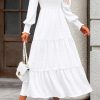 Women Spring Wedding Guest Maxi Dress Elegant Puff Long Sleeve Summer Smocked Empire Waist Swing Flowy Long Dresses