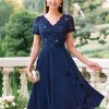 Women's Elegant Style Sequin Lace A-Line Cocktail Party Dress