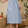 Women's Trendy Summer Casual Pleated Striped Maxi Flared Beach Skirt High Waist A-Line Flowy Midi Skirts Long Dresses