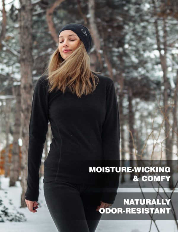 81dlZjn07EL.jpg Merino Wool Base Layer Women - 100% Merino Wool Heavyweight, Midweight, Lite Long Sleeve Thermal Shirt and Socks