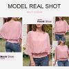 Womens Tops Dressy Casual 3/4 Sleeve Tops Crewneck Business Casual Chiffon Blouses