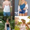 Women's 2 PCS Cami Top Satin Tank Top Adjustable Spaghetti Strap Camisole