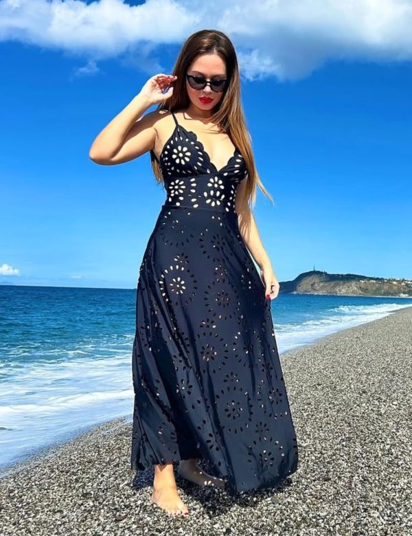 81m0uC6PLeL.jpg Women's One Piece Bathing Suit Petal Hollow V Neck Swimsuit and Skirt