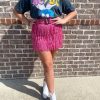 Women's Rhinestone Fringe Mini Skirt with Belt
