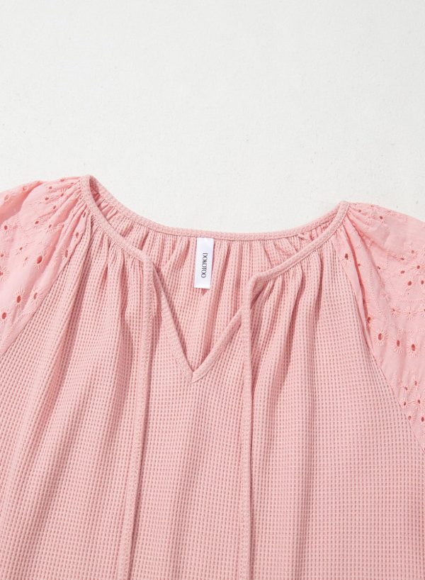 Spring Summer Tops for Women 2025 Dressy Casual V Neck Blouses Cute 3/4 Sleeve Length Babydoll Tops
