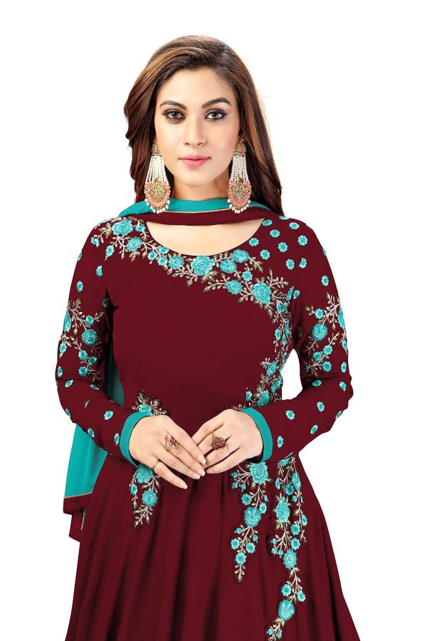 81oQKdCIU0S.jpg Women's Georgette Embroidery Anarkali Suit Set Stitched