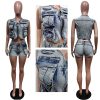 Denim Outfits for Women's 2 Piece Sets Summer Party & Club Cargo Vest Top and Stretchy Jean Shorts Sets 2025