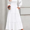 Women Spring Wedding Guest Maxi Dress Elegant Puff Long Sleeve Summer Smocked Empire Waist Swing Flowy Long Dresses