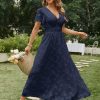 Simplee Women's Boho Floral Maxi Dress Flowy Casual V Neck Short Sleeve Wedding Guest Holiday Beach Long Dress