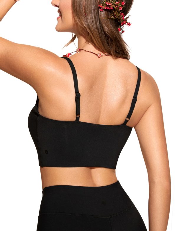 81sn5cN7ZmL.jpg Women's Bikini Top V Neck Adjustable Spaghetti Straps Swimsuit Padded Athletic Bathing Suit