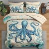 Comforter Set Queen Size, Octopus Beach 7 Pcs Bedding for Kids and Adults, Summer Sea Animal Bed Sheet Sets with Fitted Sheet 2