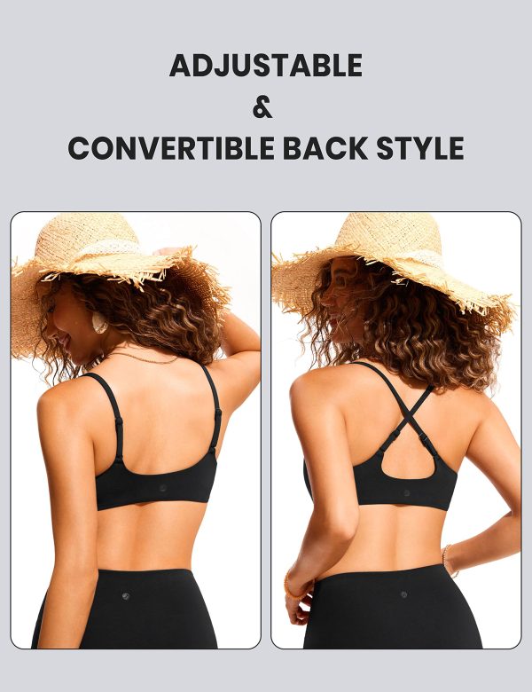 81wwGmKrNqL.jpg Womens Bikini Top A-C Adjustable Spaghetti Straps Bathing Suit Scoop Neck Padded Swimsuit Bra