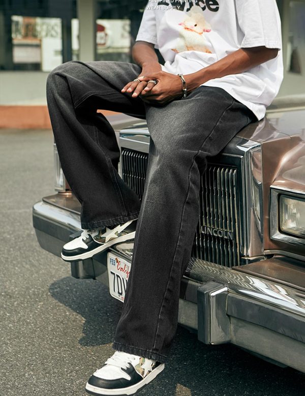 Men's Baggy Jeans Y2k Hip Hop Skater Jeans Vintage Dance Skateboard Pants Loose Fit Denim Jeans