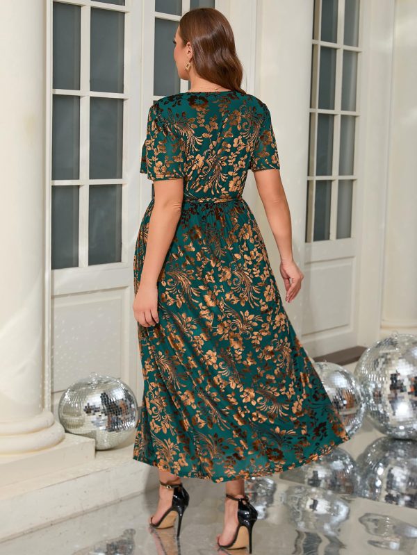 81zLJDurSKL.jpg Women's Velvet V Neck Wrap Semi Formal Dress Cocktail Party Maxi Dress for Wedding Guest