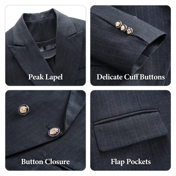 Women's Pant Suit 2 Piece Set Double Breasted Pinstripe Suit Slim Fit Business Casual Outfits