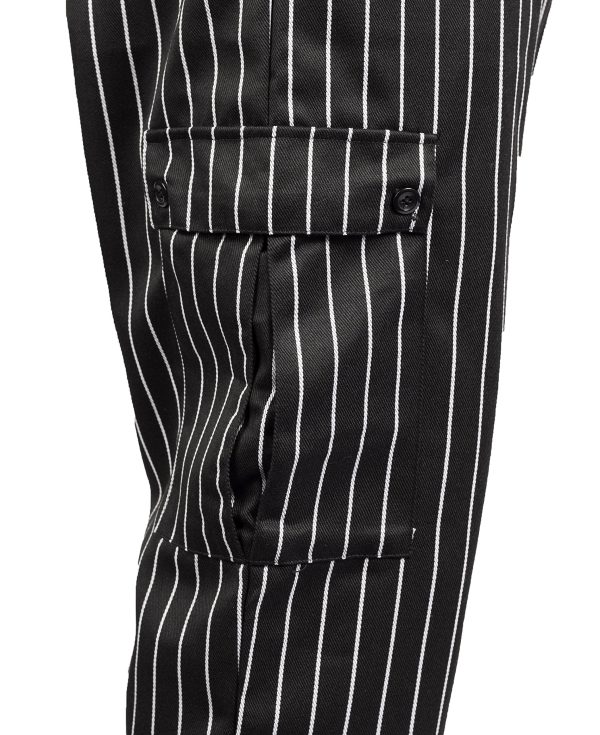 Chalk Stripe Baggy Cargo Chef Pants for Men and Women – Drawstring Waist