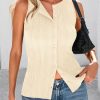 Women's Ribbed Tank Tops Summer 2025 Open Front Button Down Sleeveless Shirts Going Out Spring Fashion Vest Tops