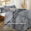 Tufted Boho Comforter Set King Size - Grey Boho Bed Set, GentleSoft™ 3 Pieces Farmhouse Shabby Chic Embroidery Bedding, Gifts
