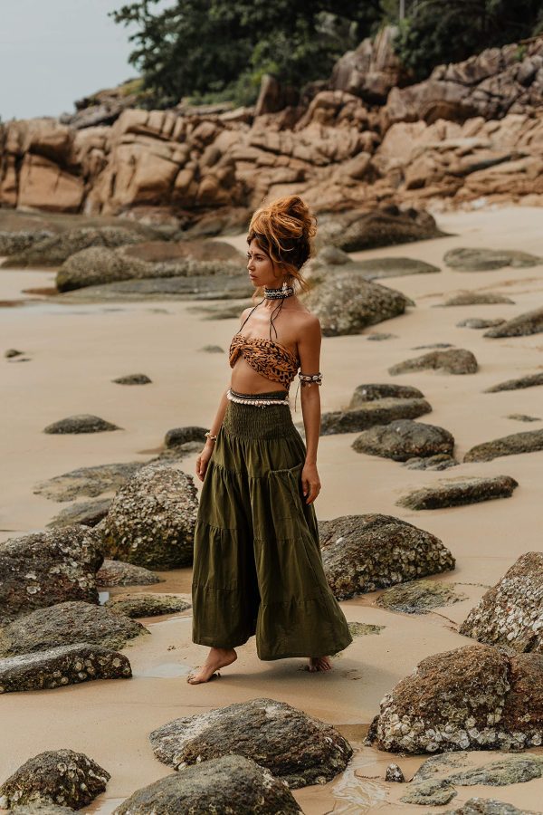 91Xj2EQPmOL.jpg Maxi Boho Skirt Long Pockets Cotton Hippie Bohemian Elastic Waist Gypsy Skirt