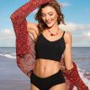 Women's Bikini Top V Neck Adjustable Spaghetti Straps Swimsuit Padded Athletic Bathing Suit