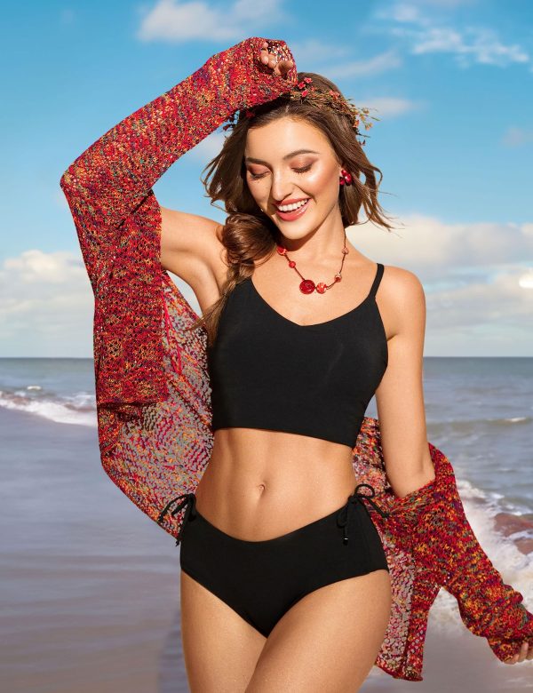 91nGWuBRGL.jpg Women's Bikini Top V Neck Adjustable Spaghetti Straps Swimsuit Padded Athletic Bathing Suit