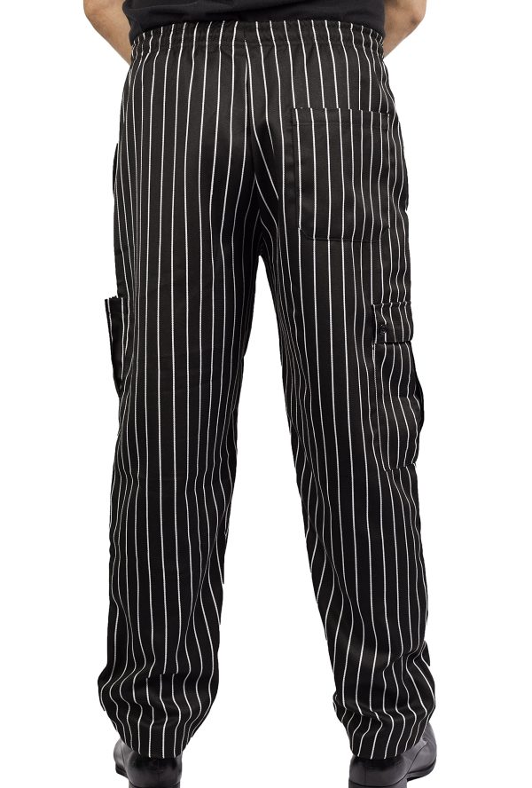 Chalk Stripe Baggy Cargo Chef Pants for Men and Women – Drawstring Waist