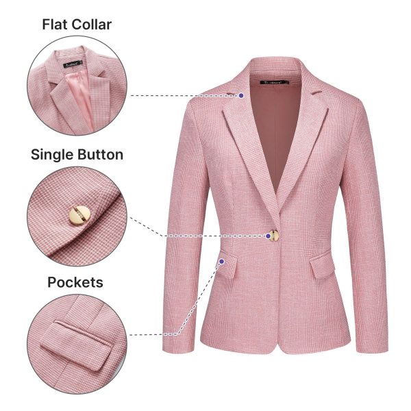 91tjseKloKL.jpg Women's Suit 2 Piece Set Buiness Pants Suit for Women Pinstripe Houndstooth Blazer