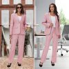 Women's Suit 2 Piece Set Buiness Pants Suit for Women Pinstripe Houndstooth Blazer