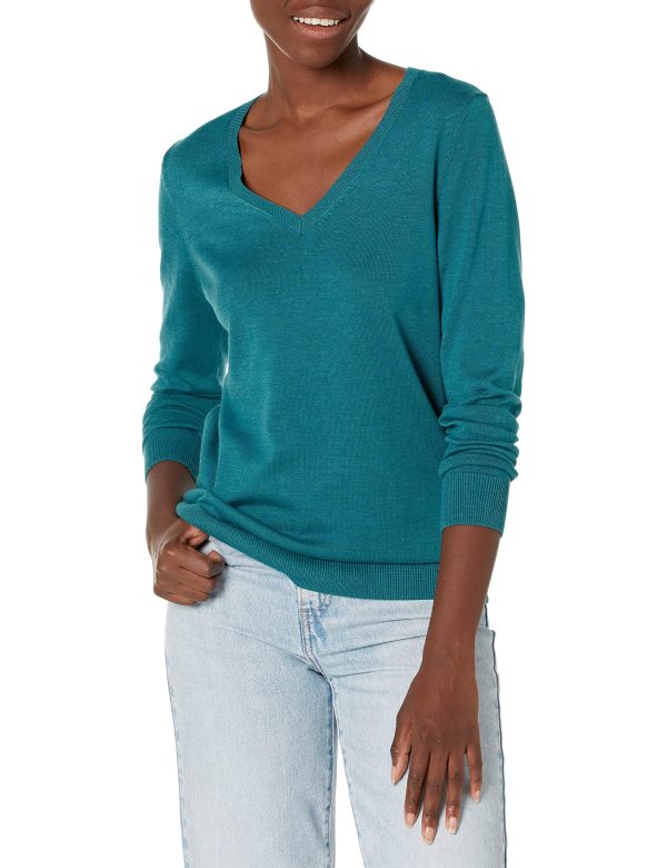 91z2Cz7LsgL.jpg Women's Classic-Fit Lightweight Long-Sleeve V-Neck Sweater (Available in Plus Size)